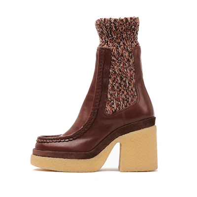 (W) Chloé Ankle Boot 'Brown Leather Patchwork'