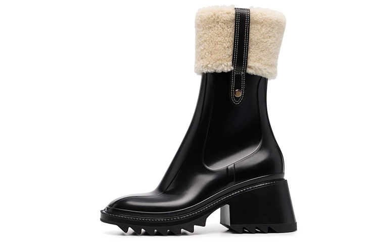 (W) Chloé Ankle Boots 'Black Fur Trim'