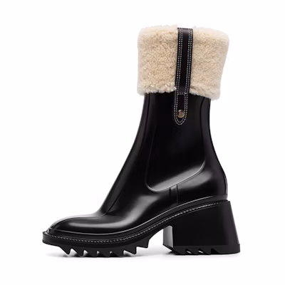 (W) Chloé Ankle Boots 'Black Fur Trim'