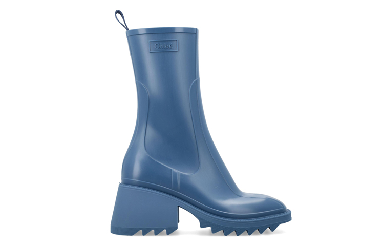 Order Chloe蔻依 Betty 橡膠 拉鍊圓頭 時尚短靴 7cm 女款 藍色