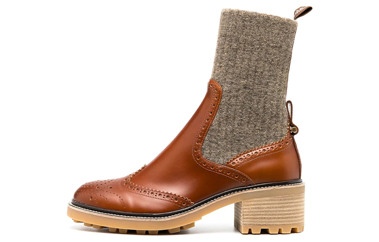 (Women) Chloé Chelsea Boots 'Carved Detail Brown' CHC20W375N4-236