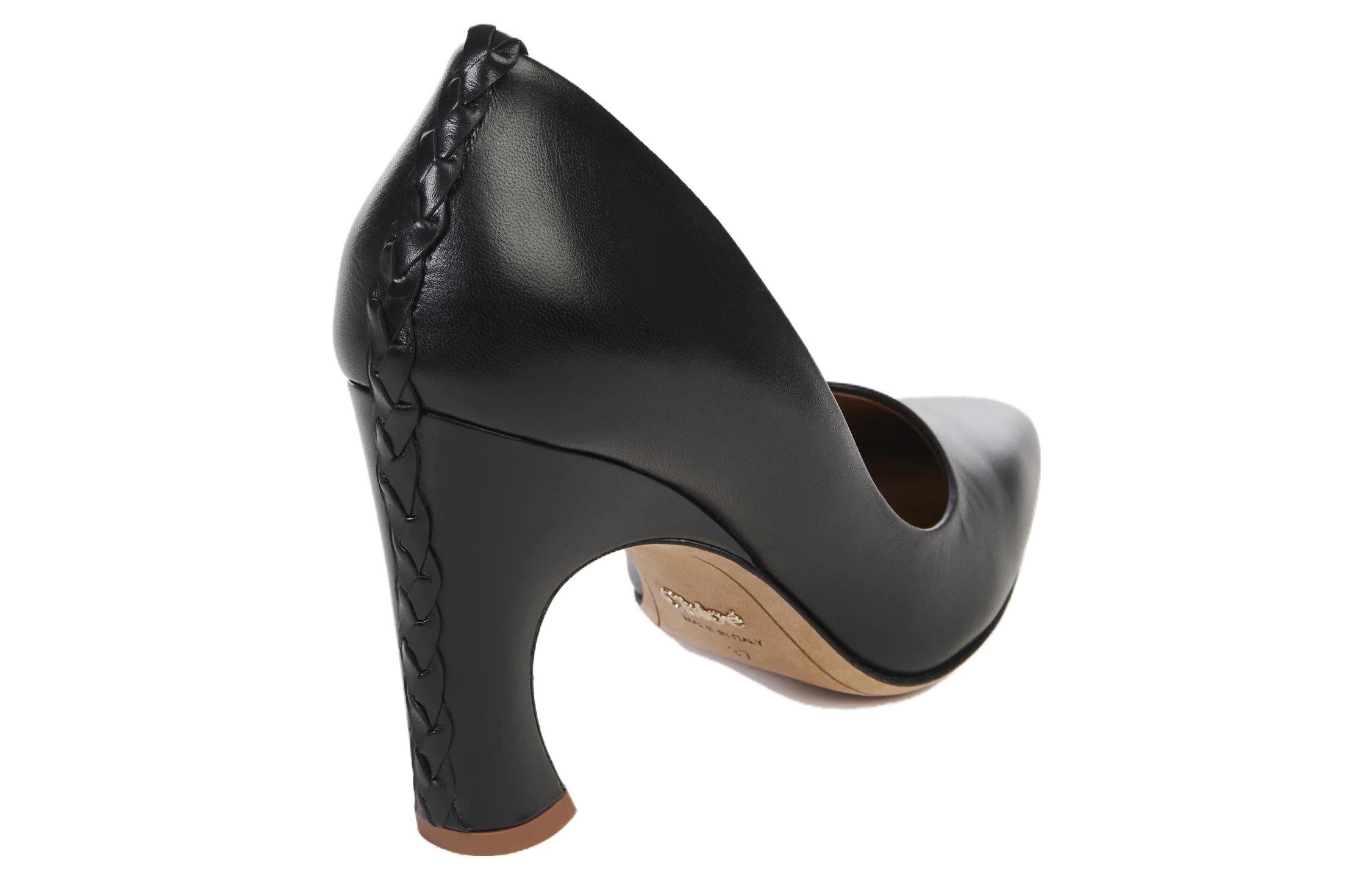 Lookbook Chloe 蔻依 羊皮 舒適休閒 粗跟 高跟鞋 8公分 女款 黑色