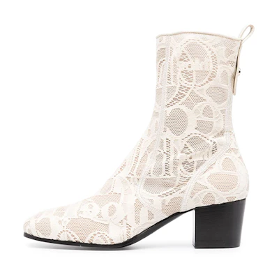 (W) Chloé Goldee Lace Ankle Boot 'White'
