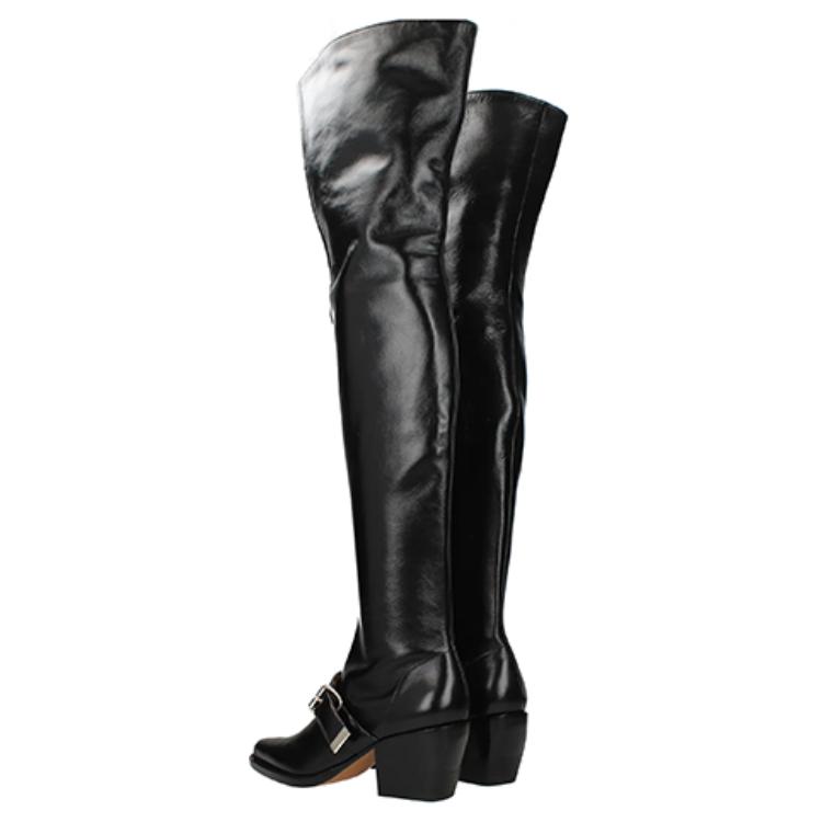 Shop (W) 끌로에 블랙 레더 하이탑 부츠 (Kkeulloe Beullaek Redeo Haitap Buteu) CH31061A6B8S9-999