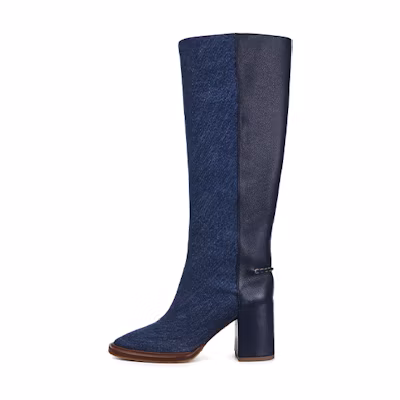 (W) Chloé High-Top Leather Boots 7.5M 'Warm Wrap Blue'