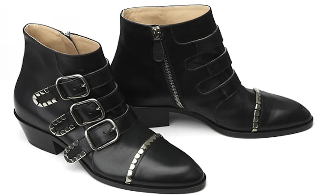(Women) Chloé Idol Short Boots 'Black' 'Metallic Scallop Nappa' CHC21A482T0-0ZZ Lookbook (Women) Chloé Idol Short Boots 'Black' 'Metallic Scallop Nappa' CHC21A482T0-0ZZ