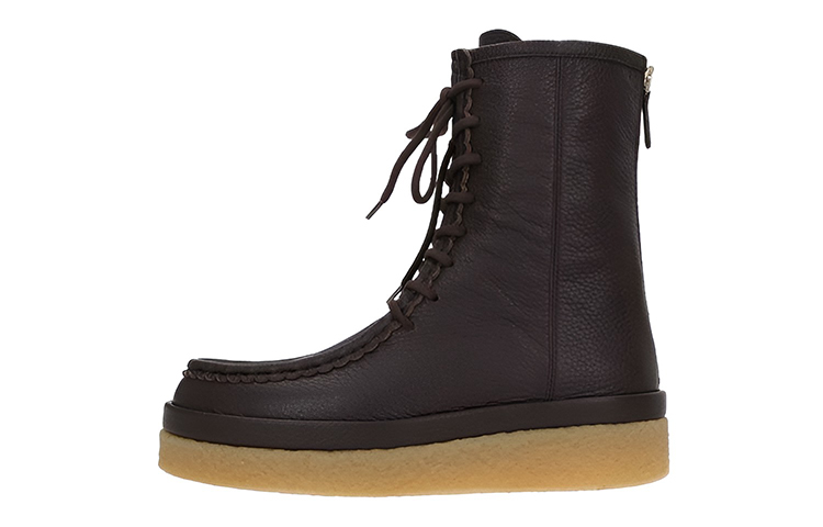 (W) Chloé Jamie 'Brown Textured Leather Lace-Up Ankle Boot'