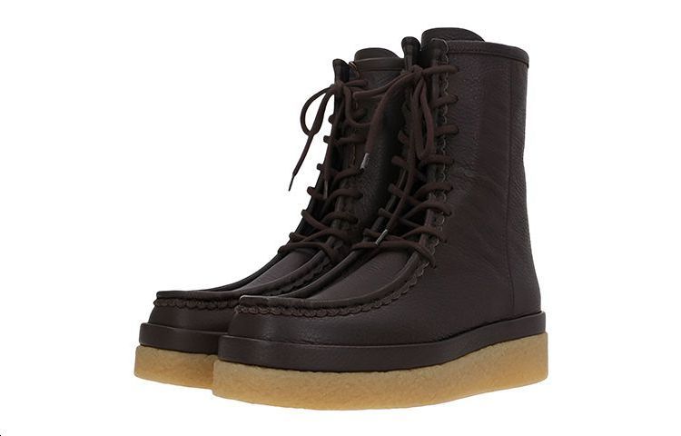 (W) Chloé Jamie 'Brown Textured Leather Lace-Up Ankle Boot' 圖 3