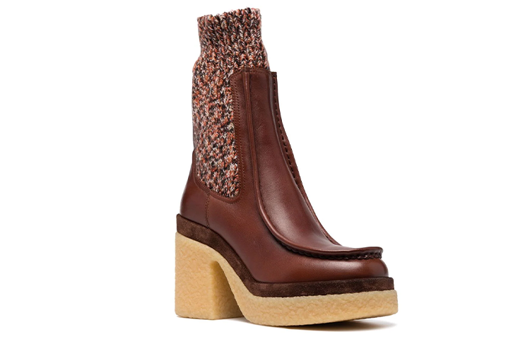 (W) Chloé Jamie 'Warm CMFT Rib Knit Short Boot Brown' 圖 2