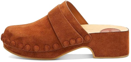 (Women) Chloé Joy Fashion Sandals 'Brown Velvet Leather with Wooden Sole' CHC22S578T9244 (Women) Chloé Joy Fashion Sandals 'Brown Velvet Leather with Wooden Sole' CHC22S578T9244