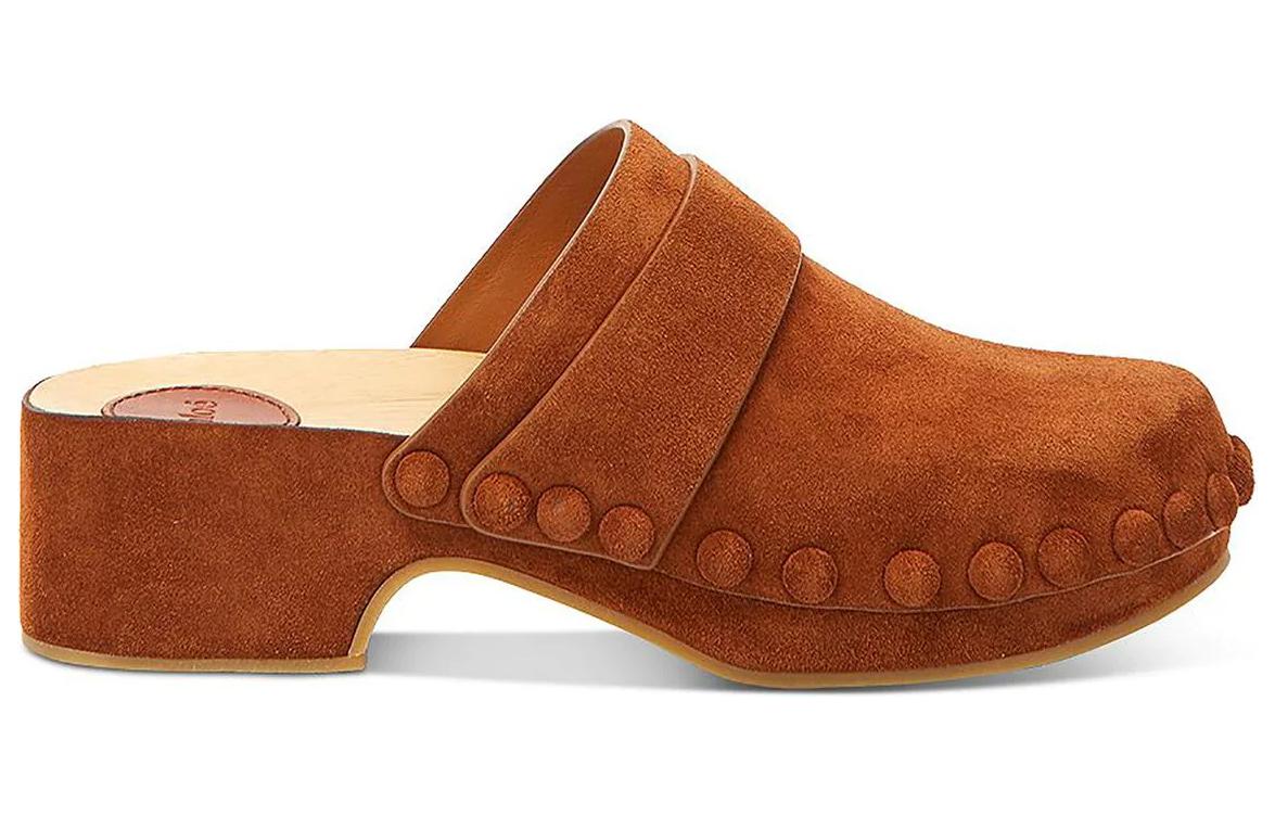 Order (W) Sandalias Chloé Joy 'Cuero Terciopelo Marrón con Suela de Madera' CHC22S578T9244