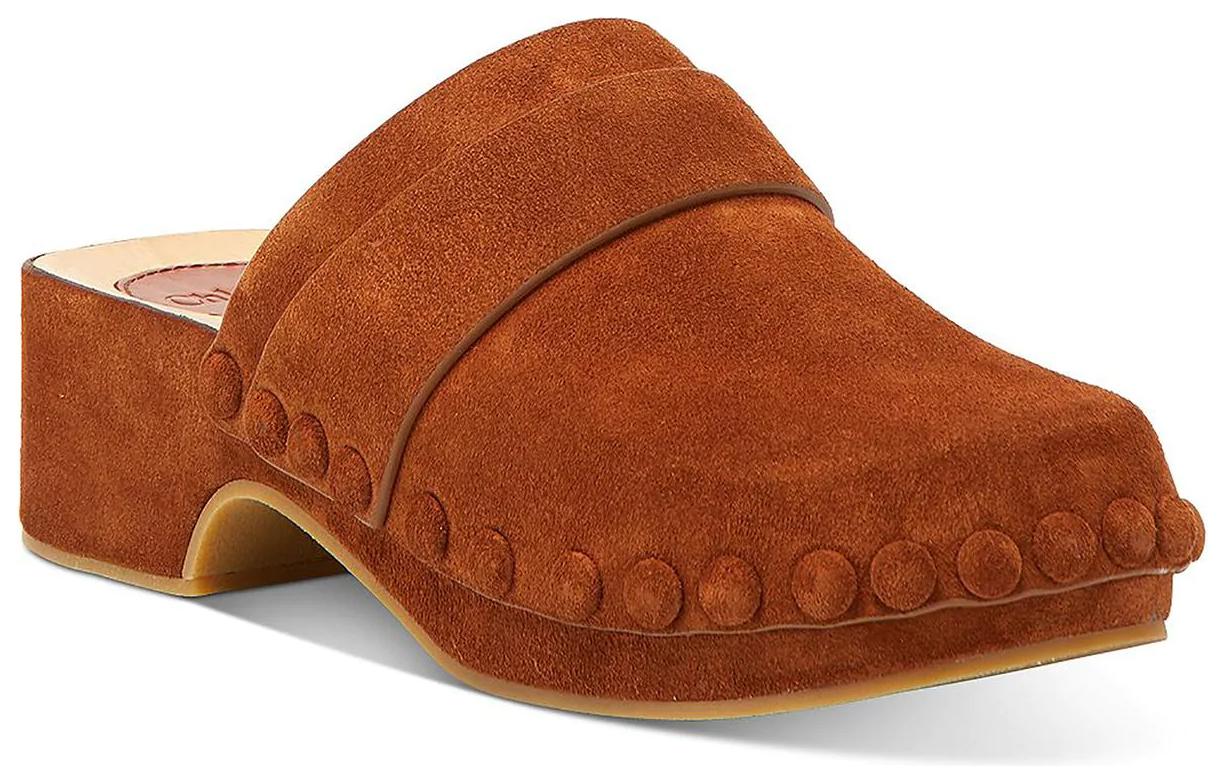 Lookbook (W) Sandalias Chloé Joy 'Cuero Terciopelo Marrón con Suela de Madera' CHC22S578T9244