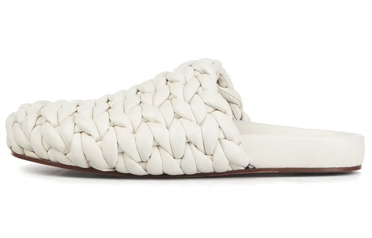 (W) Chloé Kacey Leather Flat 'White Weave'