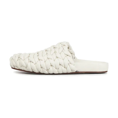 (W) Chloé Kacey Leather Flat 'White Weave'