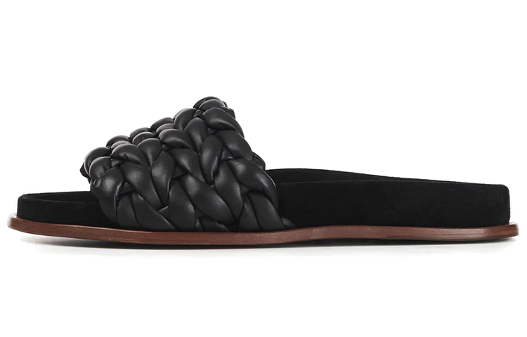 (Women) Chloé Kacey Leather Woven Slide 'Black' CHC22S557X6001