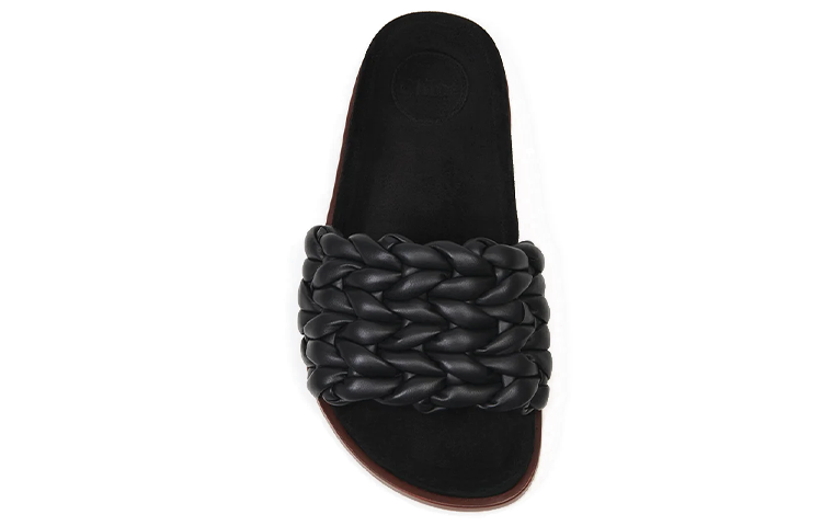 Shop (Women) Chloé Kacey Leather Woven Slide 'Black' CHC22S557X6001