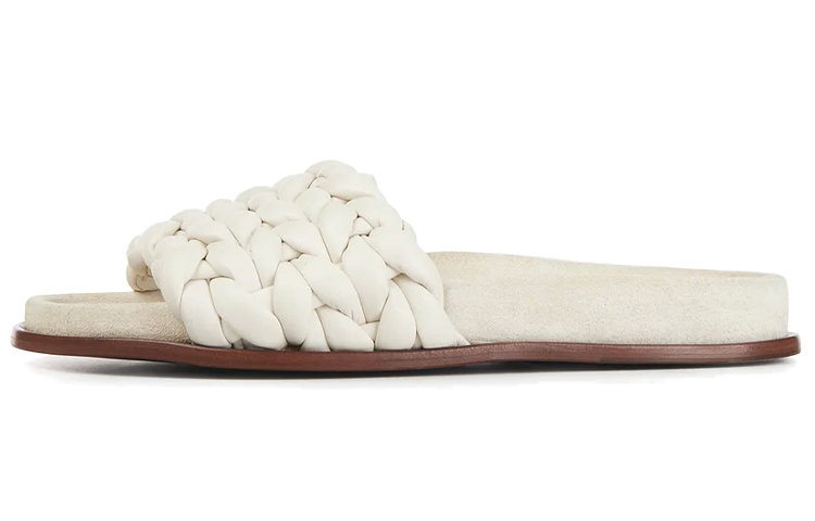 (W) Chloé Kacey Leather Woven Slide 'White'