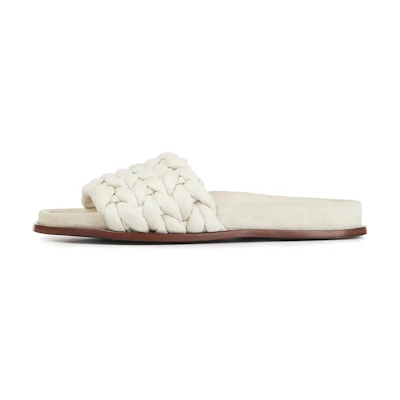 (W) Chloé Kacey Leather Woven Slide 'White'