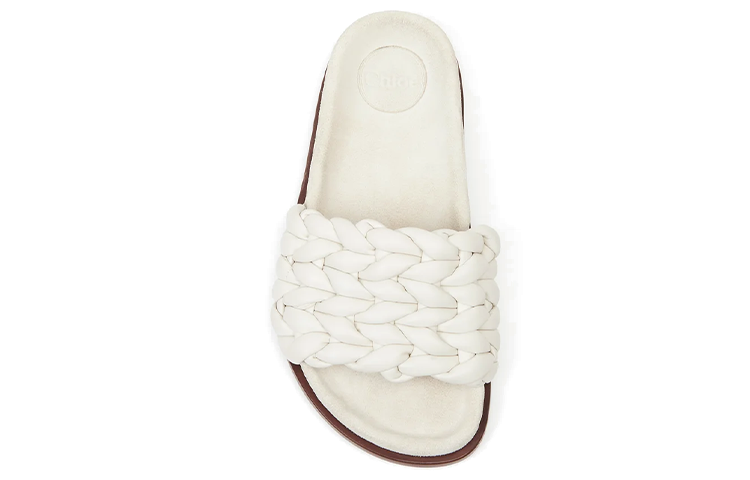 (W) Chloé Kacey Leather Woven Slide 'White' 圖 4