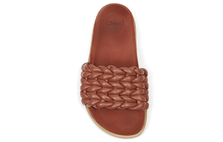 Shop (Women) Chloé Kacey Woven Leather Slide 'Red' CHC22S557X6841