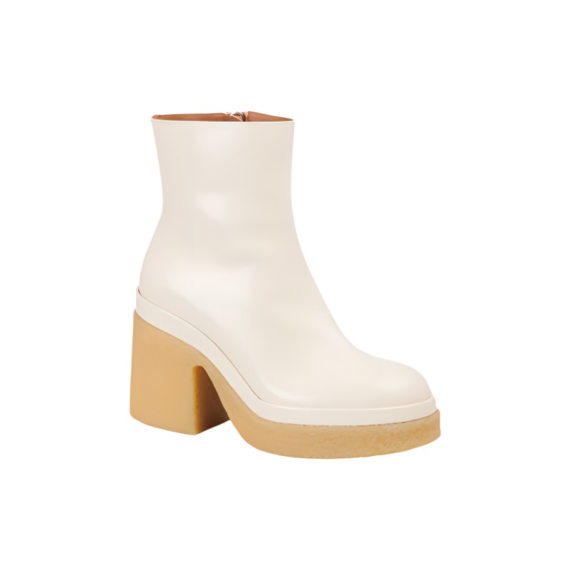 (W) Chloé Kurtys 'Shiny Calfskin Ankle Boots - White' 圖 2