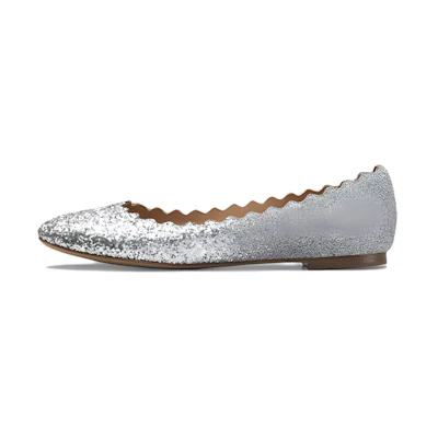 (W) Chloé Lauren Ballet Flat 'Silver'