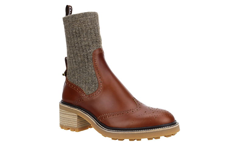 (W) Chloé Leather Ankle Boot 'Fashionable Versatile Casual Brown' 圖 4