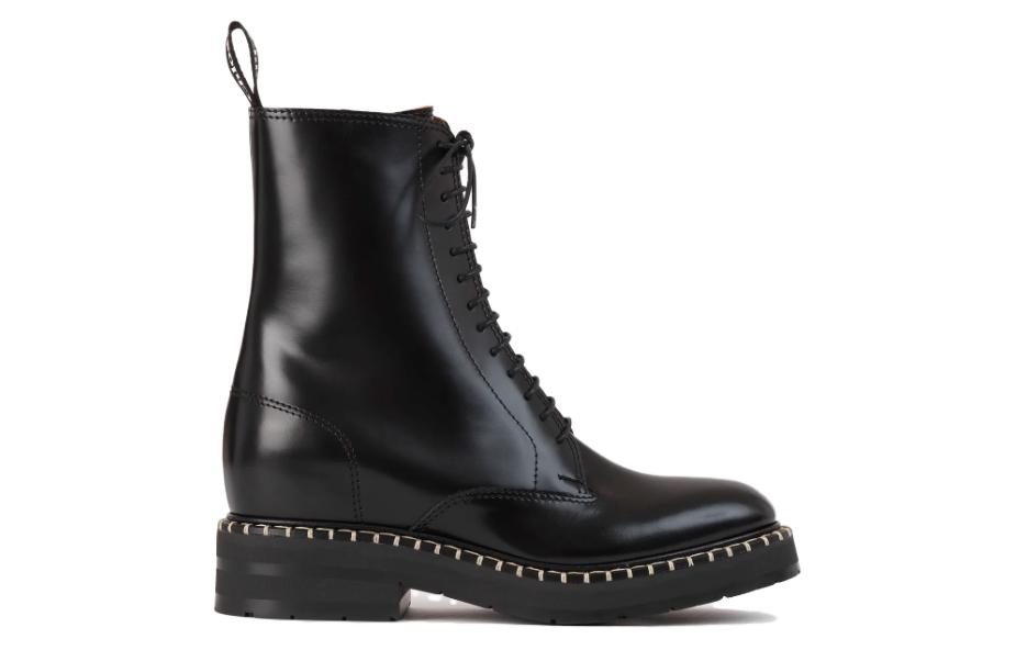 Order (Women) Chloé Leather Comfort Lace-Up Ankle Boots 4cm 'Black' CHC23W950GC001