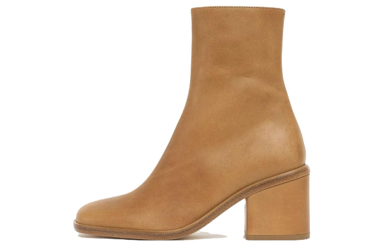 (W) Chloé Leather CMFT Round-Toe Bootie 'Brown'