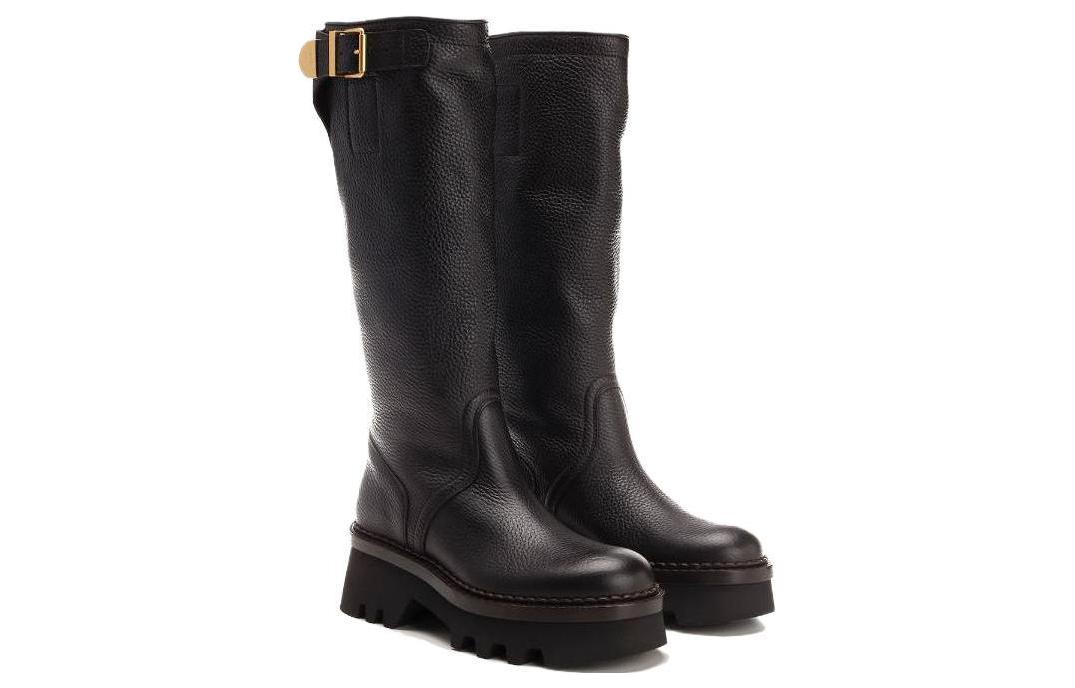 (W) Chloé Leather High-Top Slip-On Boots 'Black' 圖 3