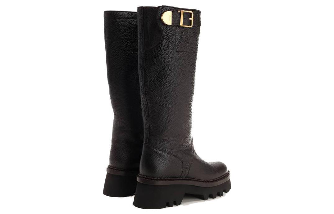 (W) Chloé Leather High-Top Slip-On Boots 'Black' 圖 4