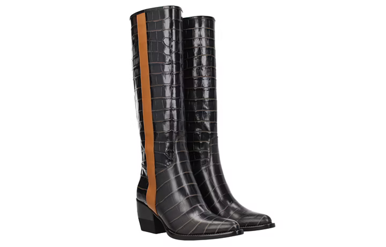 (W) Chloé Leather High Boots 'Black' 'Casual Warmth Chunky Heel' 圖 2