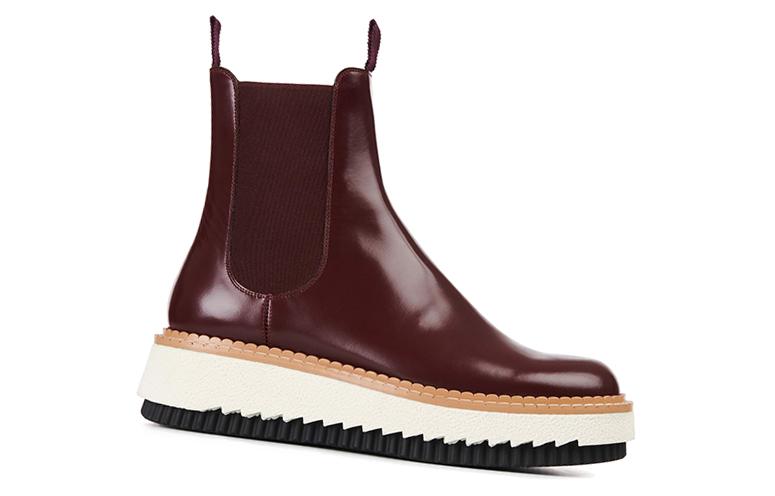 (W) Chloé Leather Patchwork Chelsea Boots 'Warm CMFT Red' 圖 2