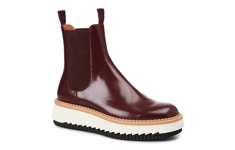 (W) Chloé Leather Patchwork Chelsea Boots 'Warm CMFT Red' 圖 3