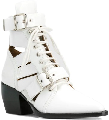 (Women) Chloé Leather Pointed-Toe Block Heel Ankle Boots 'White' CHC18U00606101 Order (Women) Chloé Leather Pointed-Toe Block Heel Ankle Boots 'White' CHC18U00606101