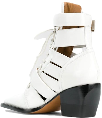 (Women) Chloé Leather Pointed-Toe Block Heel Ankle Boots 'White' CHC18U00606101 Shop (Women) Chloé Leather Pointed-Toe Block Heel Ankle Boots 'White' CHC18U00606101