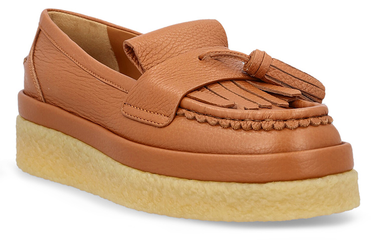 Order (W) Chloé Kasut Kulit Slip-On Platform 'Coklat' CHC22A669AB242