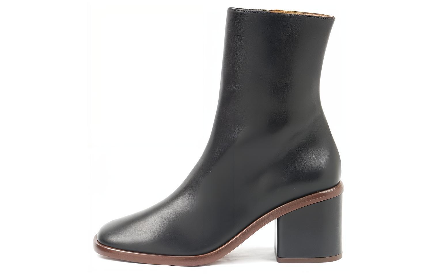 (W) Chloé Leather Zip Casual Ankle Boot 'Black'