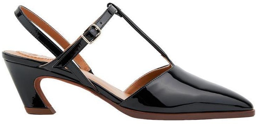 (W) Chloé Kasut Tumit Blok 5cm Kulit Berkilat Hujung Runcing 'Hitam'. CHC23U859BY001 Order (W) Chloé Kasut Tumit Blok 5cm Kulit Berkilat Hujung Runcing 'Hitam'. CHC23U859BY001