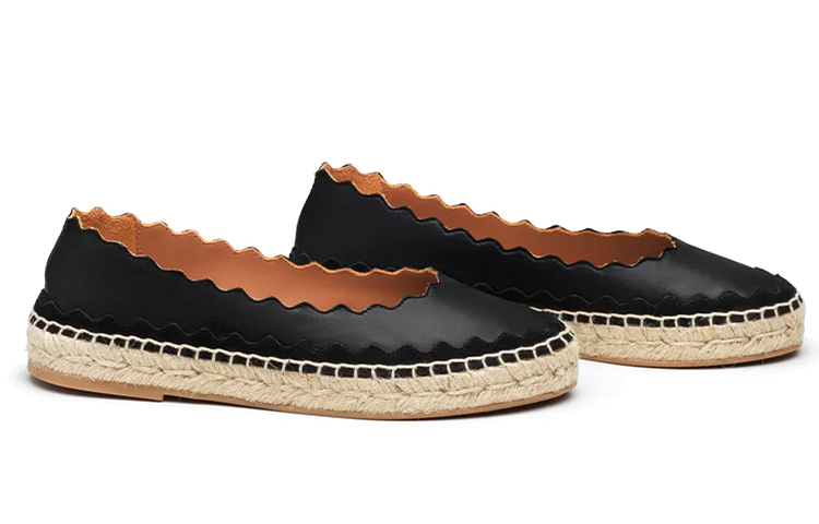 Order (W) Chloé Zapatos Slip-On de Piel con Borde Festoneado 'Pescador Negro' CHC21U442R5-001