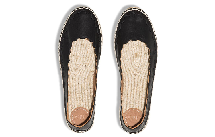 Lookbook (W) Chloé Zapatos Slip-On de Piel con Borde Festoneado 'Pescador Negro' CHC21U442R5-001