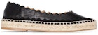 (W) Slip-On Kulit Pinggir Berlipat Chloé 'Black Fisherman' CHC21U442R5-001