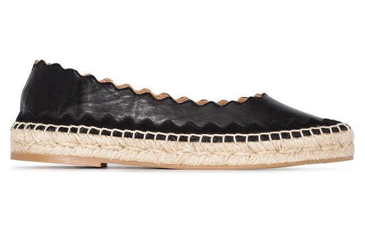 Shop (W) Chloé Zapatos Slip-On de Piel con Borde Festoneado 'Pescador Negro' CHC21U442R5-001