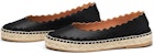 (W) Slip-On Kulit Pinggir Berlipat Chloé 'Black Fisherman' CHC21U442R5-001