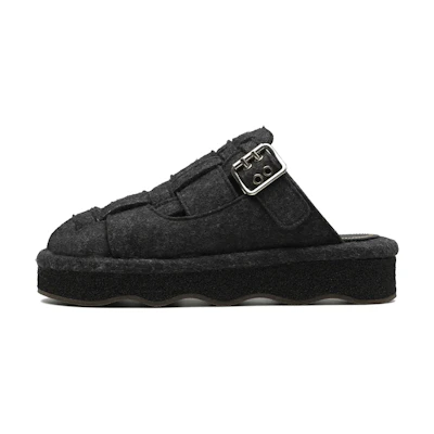 (W) Chloé Wave Mule Flats 'Black'