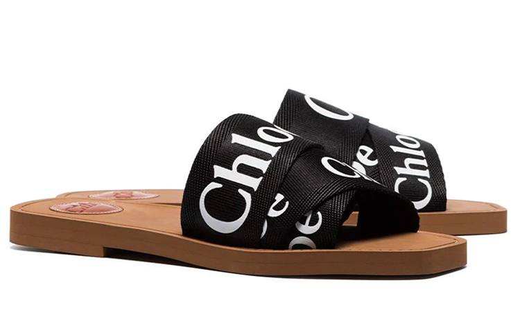 (W) Chloé Woody Canvas Flat Slide 'Black' 圖 3
