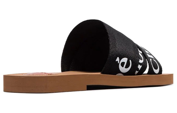 (W) Chloé Woody Canvas Flat Slide 'Black' 圖 4
