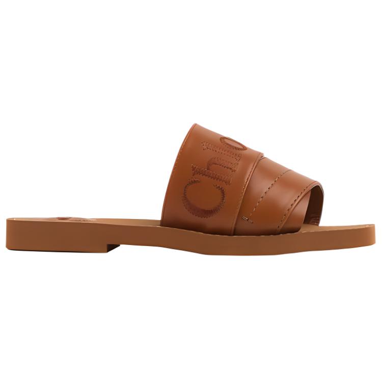 Order Chloé 徽標皮革拖鞋 女款 棕色