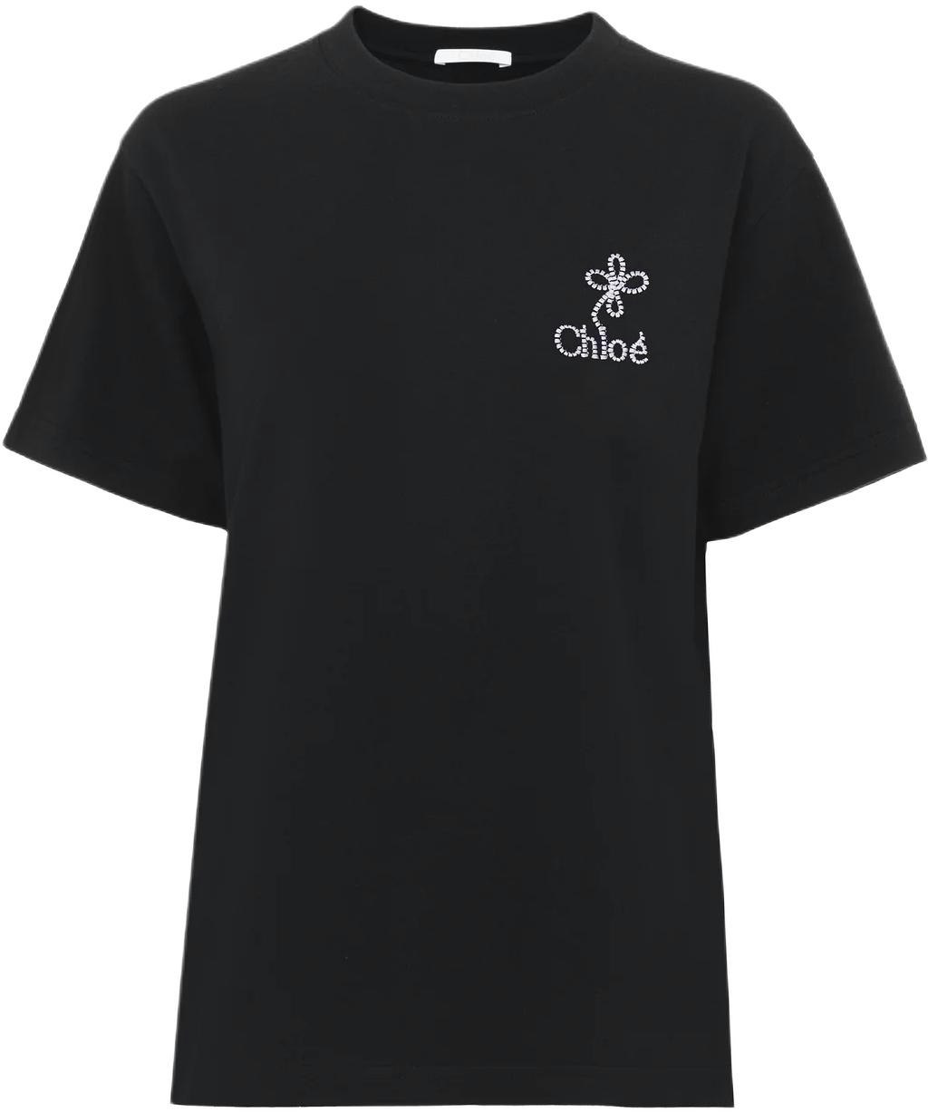 women-chloe-black-round-neck-logo-print-short-sleeve-t-shirt-chc-24-ujh-01184-001