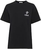 (Women) Chloe Black Round Neck Logo Print Short Sleeve T-Shirt. CHC24UJH01184-001 (Women) Chloe Black Round Neck Logo Print Short Sleeve T-Shirt. CHC24UJH01184-001